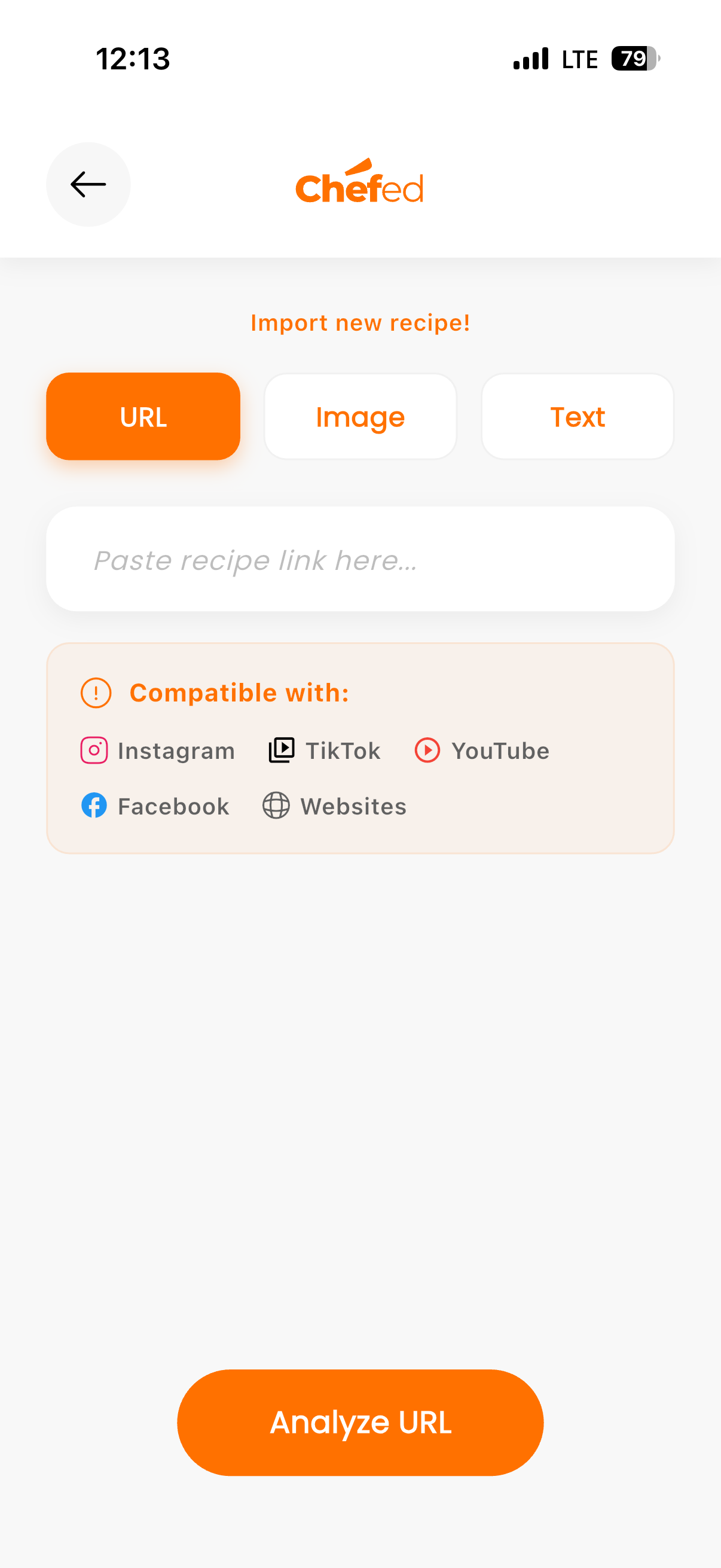 ChefEd paste link screen